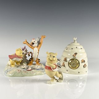 3pc Lenox Winnie the Pooh Figurines and Table Clock
