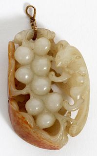 CHINESE RUSSET AND WHITE JADE PENDANT