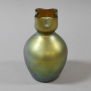Bohemian Iridescent Art Glass Vase