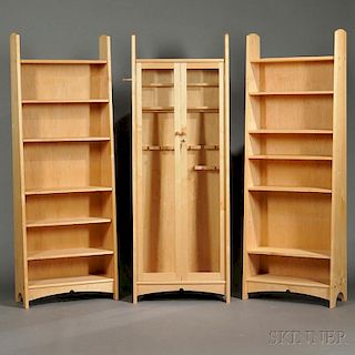 Geoffrey Warner Maple Custom Gun Cabinet and Two Bookcases