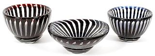 EDVIN OHRSTROM ORREFORS GLASS BOWLS THREE