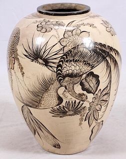CHINOISERIE STYLE POTTERY VESSEL