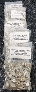 $100 FV Mint Condition Pre-65 90% Roosevelt Silver 10c