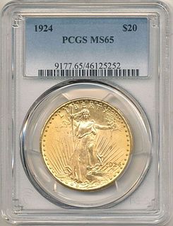 Last Minute! 1924 Gold $20 Saint Gaudens PCGS MS65