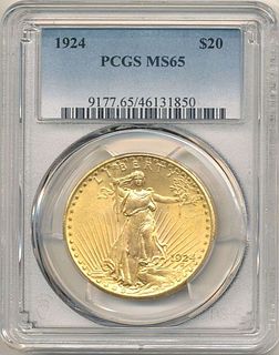 Last Minute! 1924 Gold $20 Saint Gaudens PCGS MS65