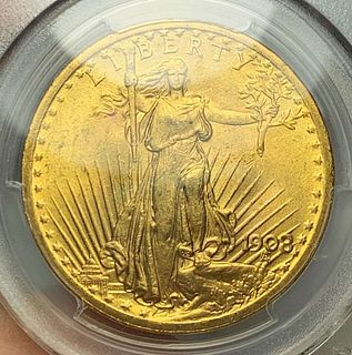 Last Minute! 1908 Gold $20 Saint Gaudens No Motto PCGS MS64