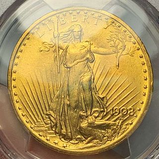 Last Minute! 1908 Gold $20 Saint Gaudens No Motto PCGS MS64