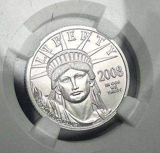 Last Minute! Rare 2008 American $25 Eagle .9995 Platinum 1/4 ozt NGC MS70