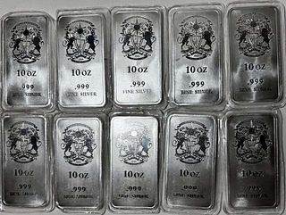 Last Minute! (10) Free Markets & Free People GoldSilver 10 ozt .999 Silver Bar
