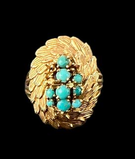 First Lady Mamie Eisenhower Gold & Turquoise Ring