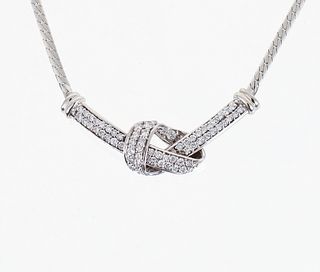 14K Diamond Knot Pendant Necklace