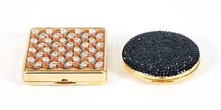 Judith Leiber and Estee Lauder Gold Tone Crystal Compacts 