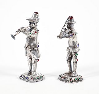 Pair of Edwardian Sterling Silver Musician Figurines 