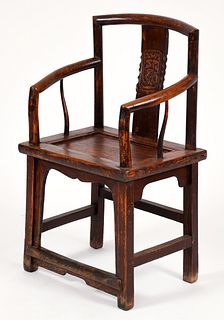 Antique Chinese Carved Hardwood Armchair 