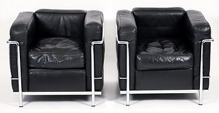 Pair of Cassina Le Corbusier LC2 Leather Club Chairs