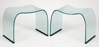 Angelo Cortesi for Fiam pair of Glass End Tables