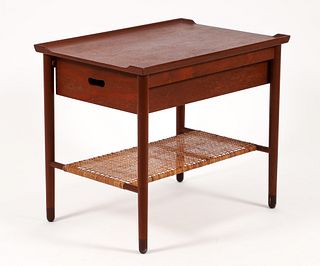 Thorald Madsen Snedkeri Danish Cane and Wood Side Table 