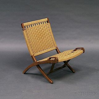 Hans Wegner-style Teak Folding Rope Chair