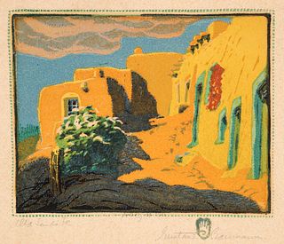 Gustave Baumann Woodblock Print Old Santa Fe 