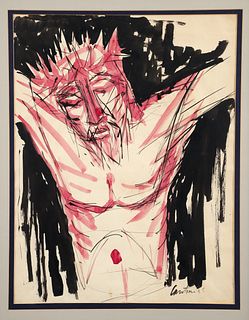 Virgil Cantini Jesus on the Cross 1955 Watercolor