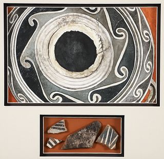 Karen Fischer Watercolor Anasazi Pottery Shards 