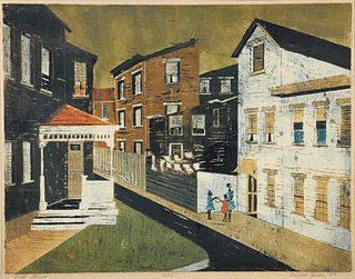 Davira Fisher Woodblock on Paper Pitt Street 1959