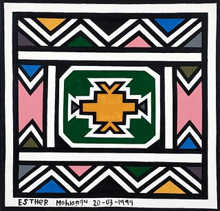 Esther Mahlangu Ndebele Patterns 1999 Acrylic Ptg