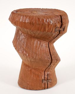 Thad Mosley Stool Carved Cherry Wood  Sculpture