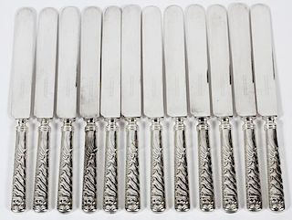 ART DECO SILVER PLATE KNIVES SET OF 12