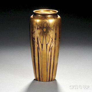 Sidney T. Callowhill Gilt Iris Porcelain Vase