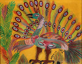 Francisco Chico da Silva AKA Fozilva Peacock 1972 gouache