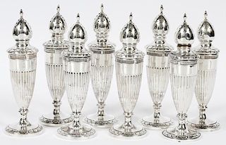 STERLING SALT & PEPPERS SET OF EIGHT
