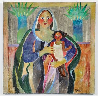 Ann Frantic 2 sided painting Madonna and Child
