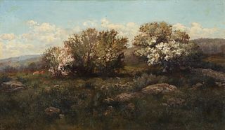 Robert Melvin Decker Oil on Canvas Flowering Trees 