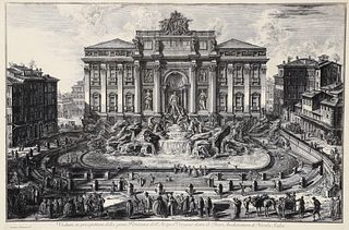 Piranesi Etching of Trevi Fountain from Views of Rome