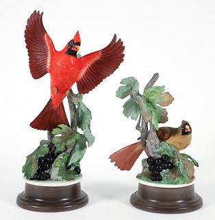 2 Boehm Porcelain Figures Female and Male Cardinals 