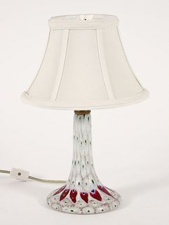 White Ground Millefiori Murano Glass Lamp 