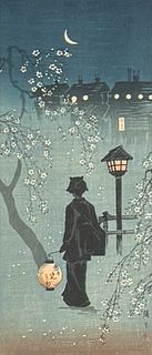 Takahashi Shotei "Spring Evening" Woodblock Print