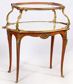 FRENCH LOUIS XV BRONZE MOUNTED MARQUETRY TEA TABLE
