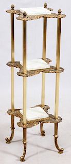 GILT METAL AND MARBLE 3 TIER STAND