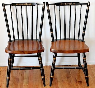 HITCHCOCK WINDSOR STYLE MAPLE SIDE CHAIRS PAIR
