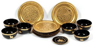 BURMESE LACQUER TABLEWARE SET EARLY 20TH C.