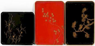 JAPANESE LACQUER TRAYS THREE