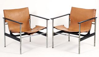 Pair of Charles Pollock for Knoll Sling chairs Model 657