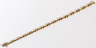 LINK FORM 14KT YELLOW GOLD AND DIAMOND BRACELET