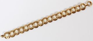 14KT YELLOW GOLD AND PEARL BRACELET