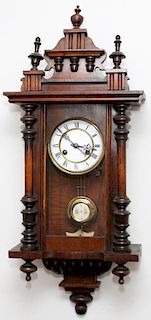 VIENNA ANTIQUE WALNUT HANGING CLOCK CIRCA 1870