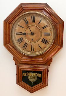 ANSONIA REGULATOR OAK HANGING CLOCK CIRCA 1900