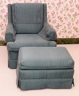 UPHOLSTERED LOUNGE CHAIR AND OTTOMAN 2 PIECES