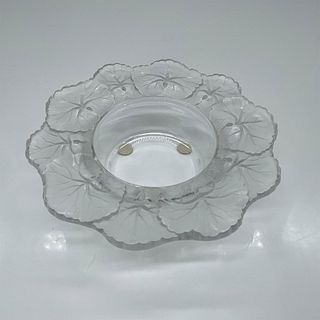 Lalique Crystal Candle Dish, Geraniums or Honfleur